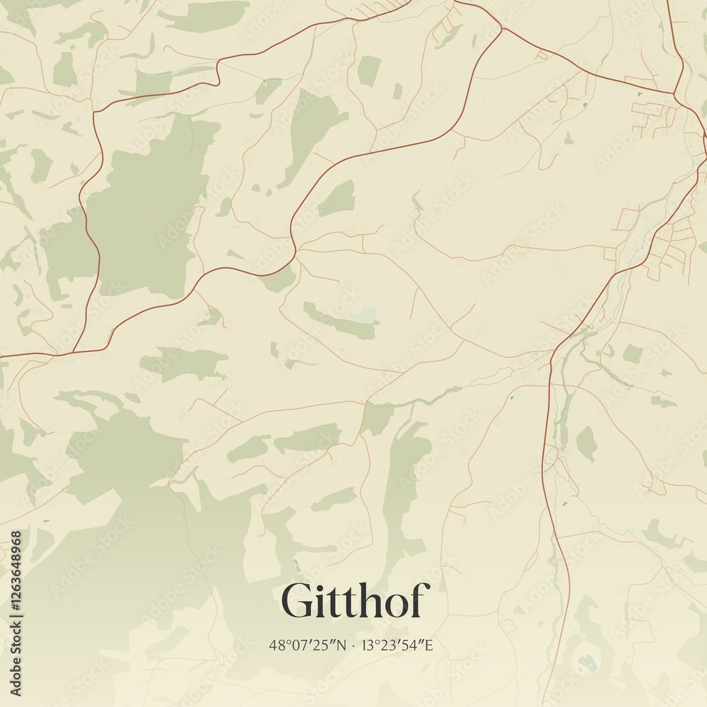 Fototapeta premium Vintage map of Gitthof, Austria.