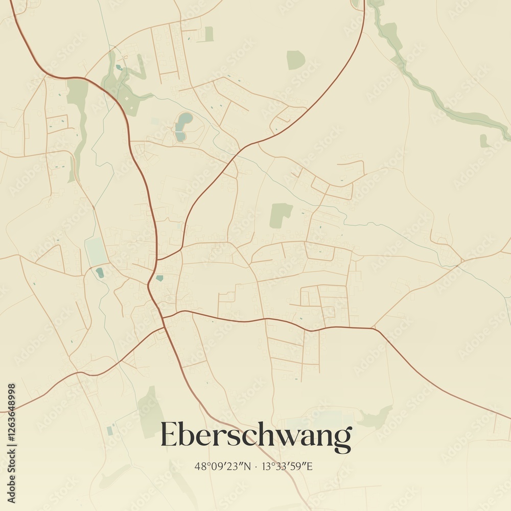 Fototapeta premium Vintage map of Eberschwang, Austria.