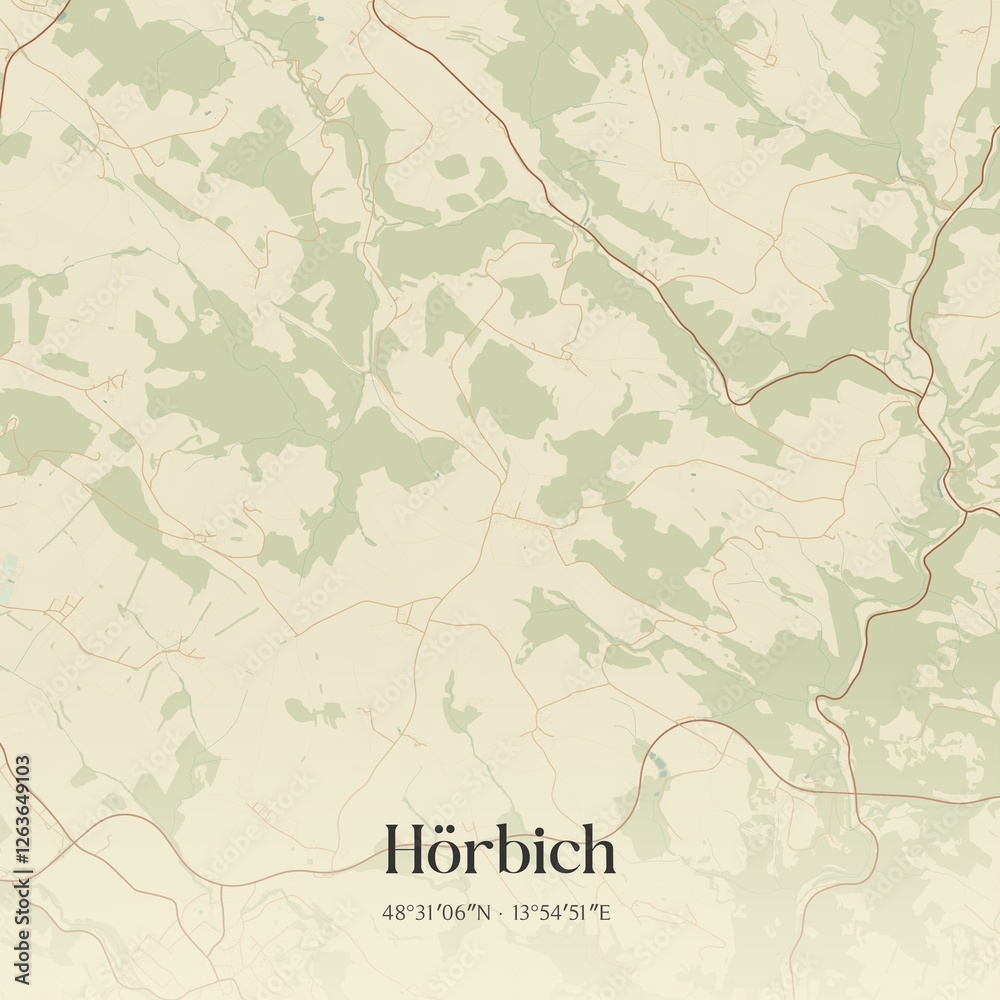 Fototapeta premium Vintage map of Hörbich, Austria.