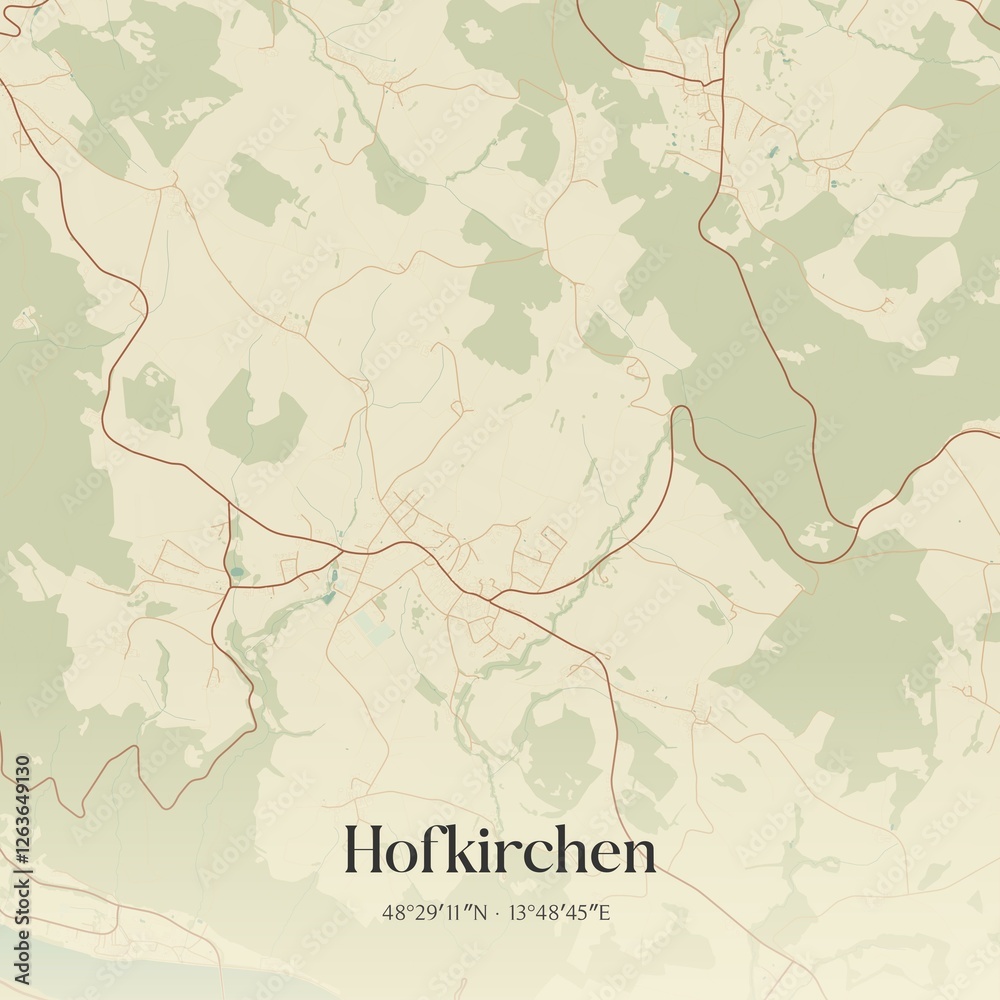 Fototapeta premium Vintage map of Hofkirchen, Austria.