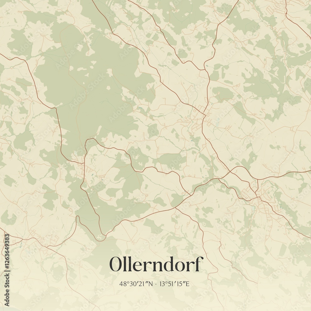 Fototapeta premium Vintage map of Ollerndorf, Austria.