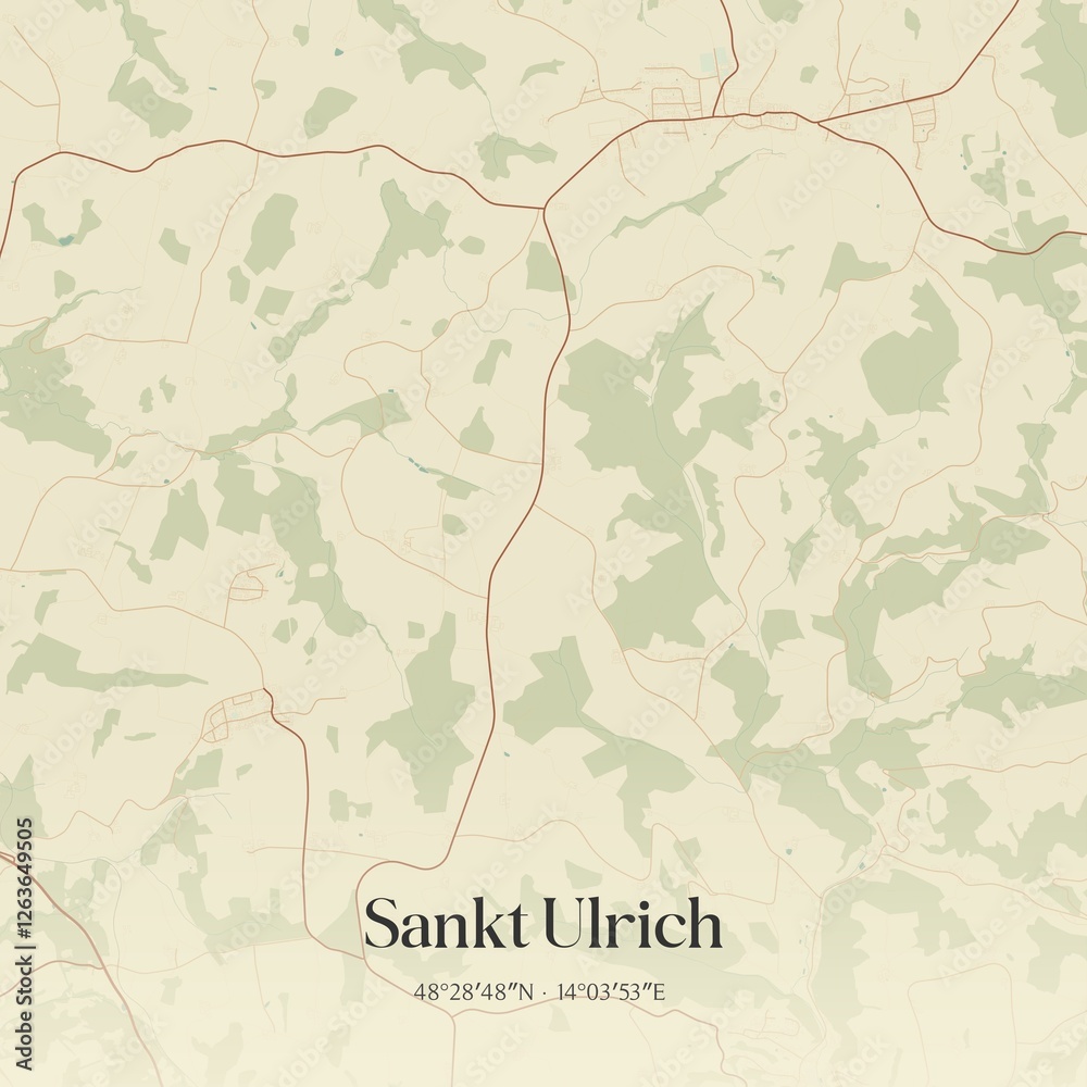 Obraz premium Vintage map of Sankt Ulrich, Austria.