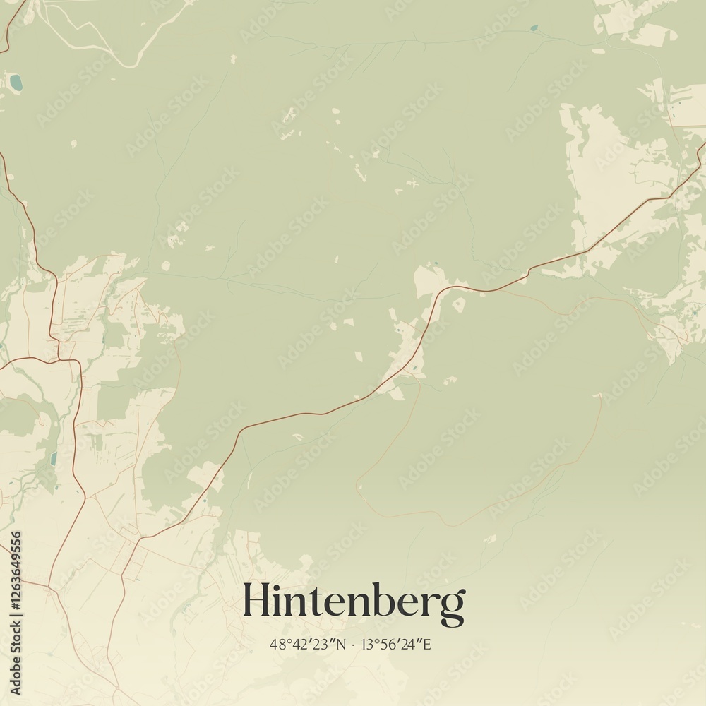 Fototapeta premium Vintage map of Hintenberg, Austria.