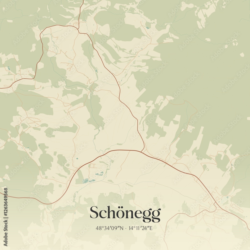 Fototapeta premium Vintage map of Schönegg, Austria.