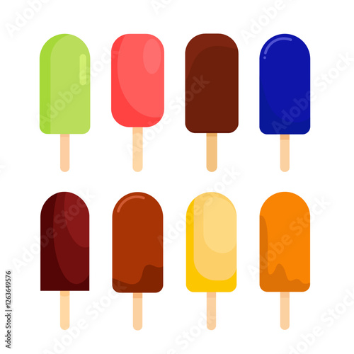 popsicle icon set, ice cream vector isolated on white background, flat style illustration vector
