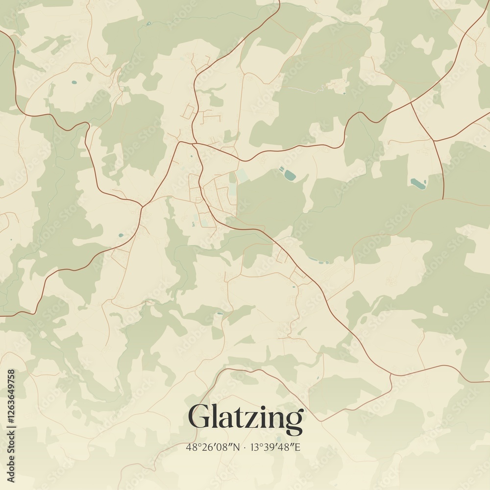 Fototapeta premium Vintage map of Glatzing, Austria.