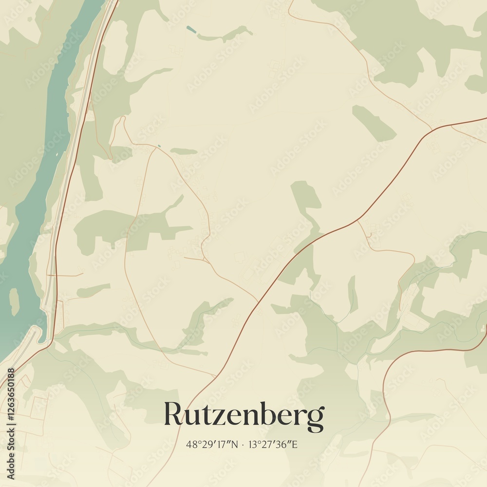 Obraz premium Vintage map of Rutzenberg, Austria.