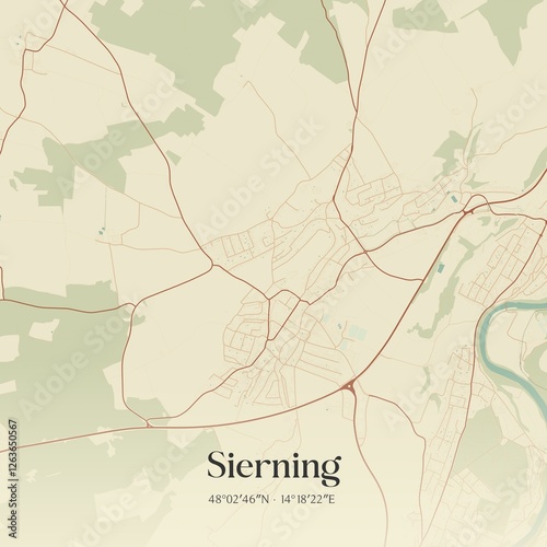 Vintage map of Sierning, Austria. photo