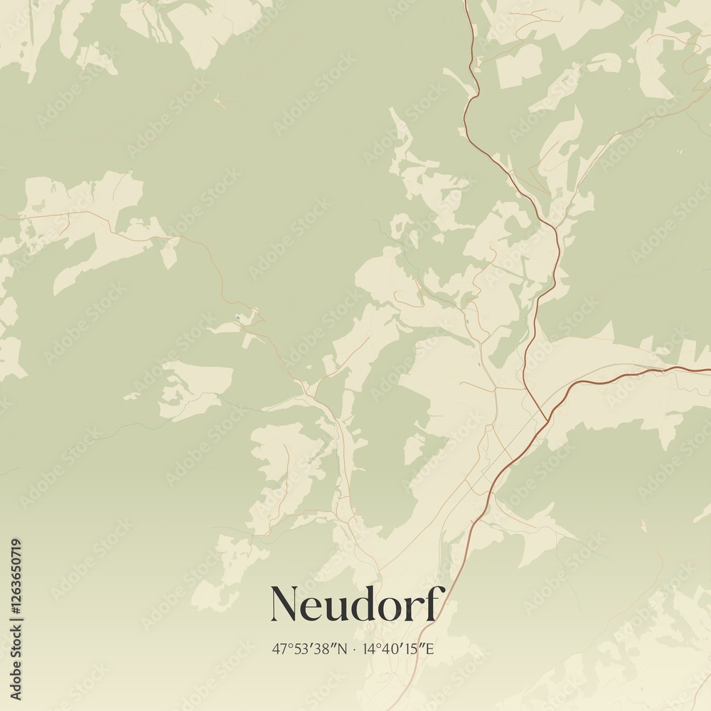 Vintage map of Neudorf, Austria.