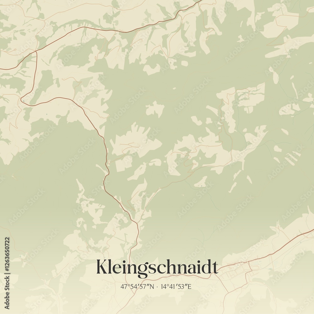 Vintage map of Kleingschnaidt, Austria.