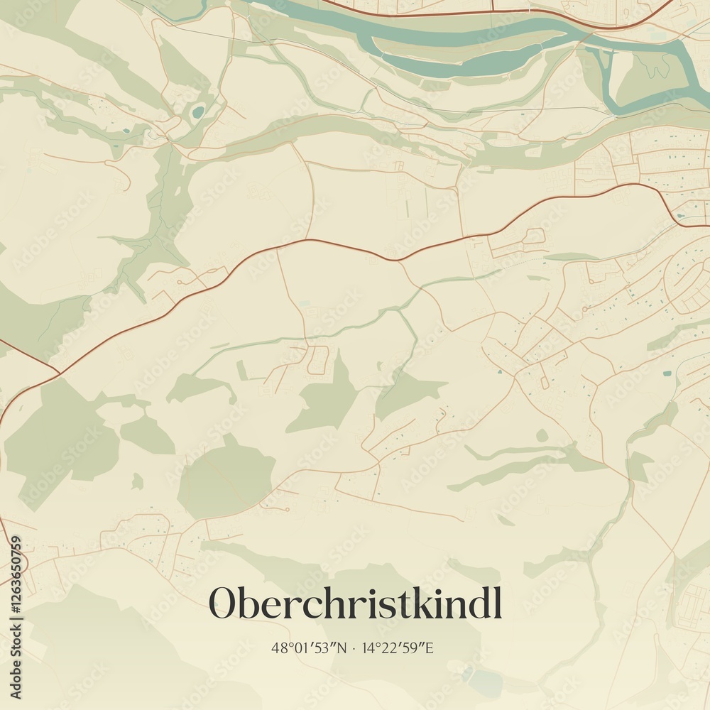 Vintage map of Oberchristkindl, Austria.