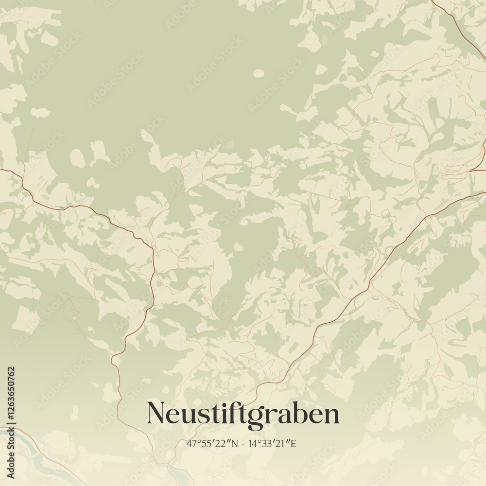 Vintage map of Neustiftgraben, Austria.