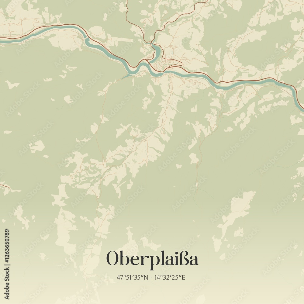 Vintage map of Oberplaißa, Austria.
