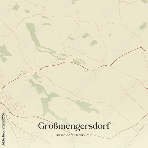 Obraz na płótnie Vintage map of Großmengersdorf, Austria. w salonie