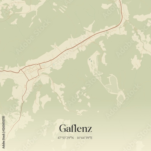 Obraz na płótnie Vintage map of Gaflenz, Austria. w salonie