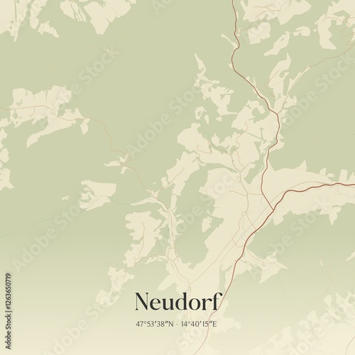 Obraz na płótnie Vintage map of Neudorf, Austria. w salonie