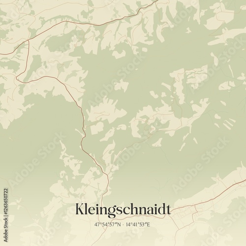 Obraz na płótnie Vintage map of Kleingschnaidt, Austria. w salonie