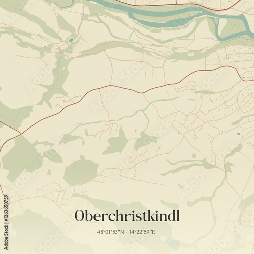 Obraz na płótnie Vintage map of Oberchristkindl, Austria. w salonie