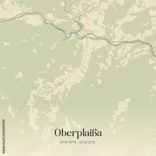 Obraz na płótnie Vintage map of Oberplaißa, Austria. w salonie