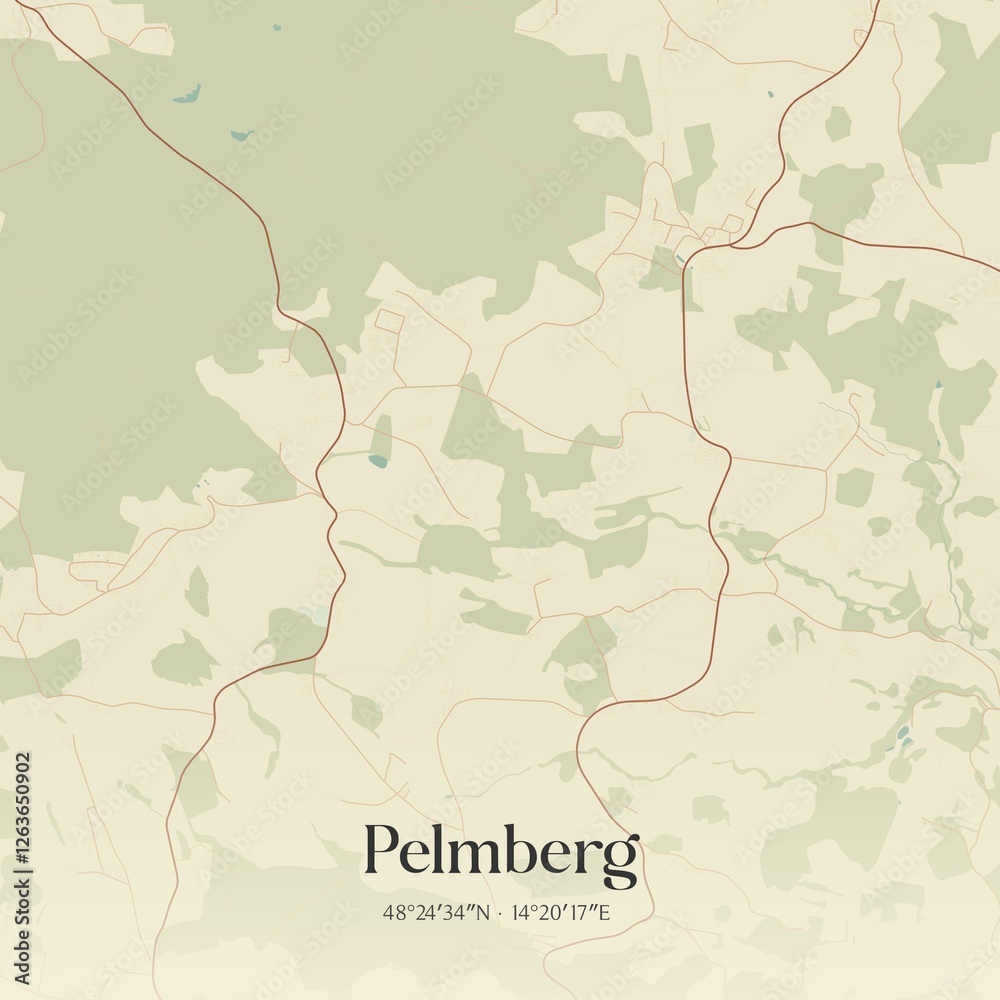 Vintage map of Pelmberg, Austria.