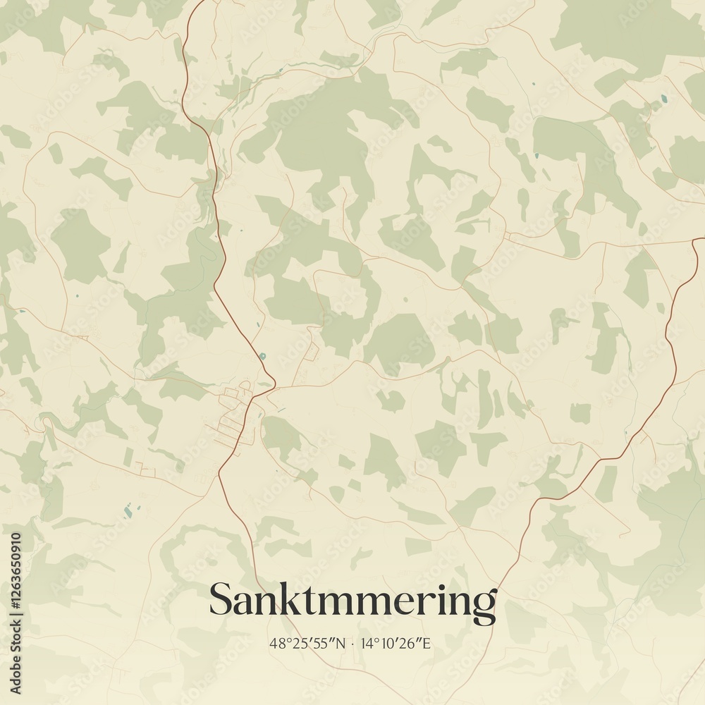 Vintage map of Sanktmmering, Austria.