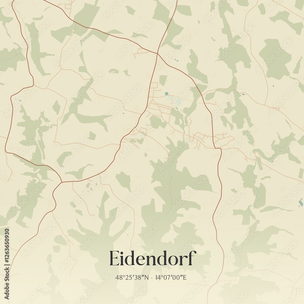 Vintage map of Eidendorf, Austria.