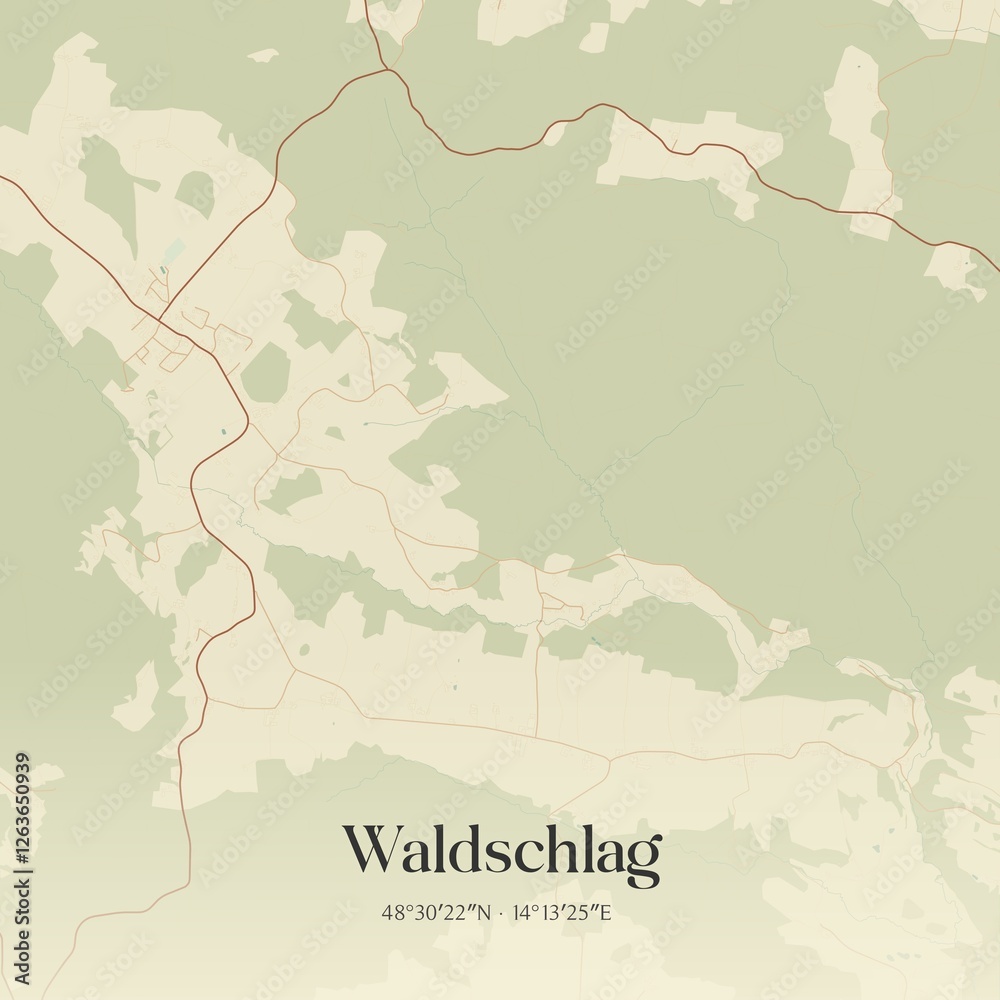 Vintage map of Waldschlag, Austria.