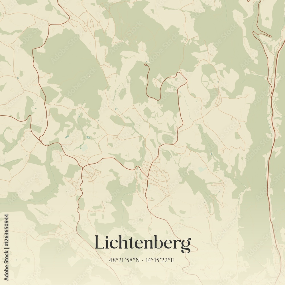 Vintage map of Lichtenberg, Austria.
