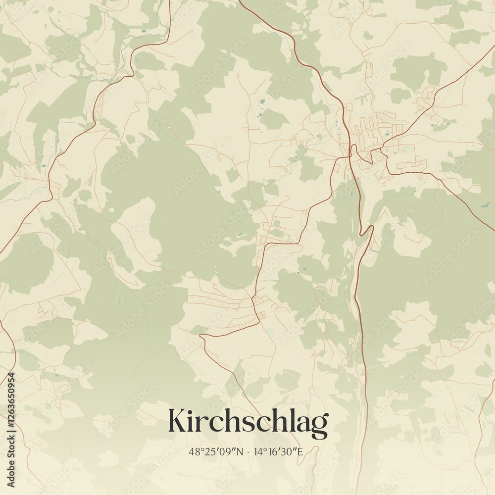 Vintage map of Kirchschlag, Austria.