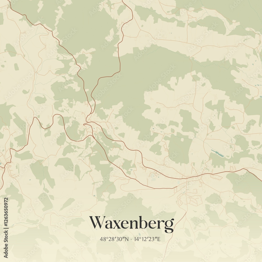 Vintage map of Waxenberg, Austria.