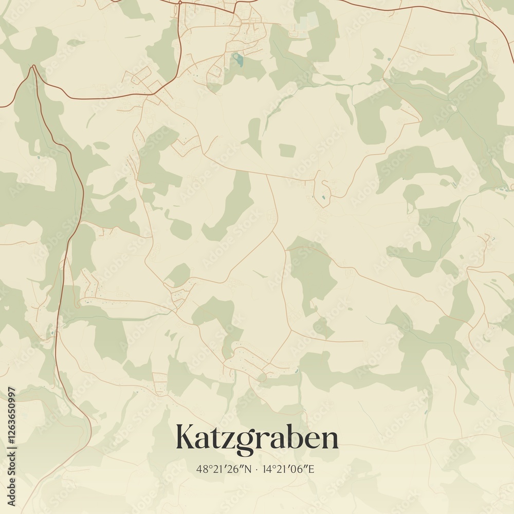 Vintage map of Katzgraben, Austria.