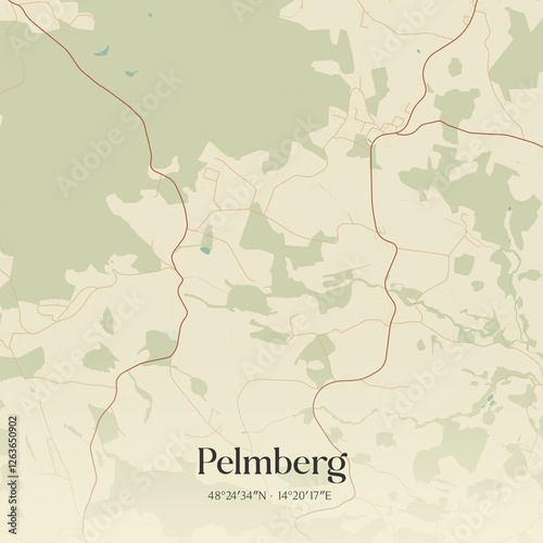 Obraz na płótnie Vintage map of Pelmberg, Austria. w salonie