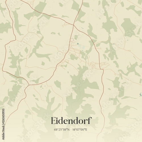 Obraz na płótnie Vintage map of Eidendorf, Austria. w salonie