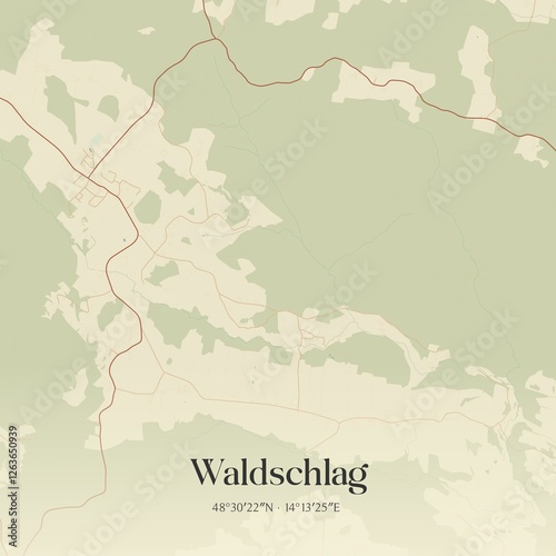 Obraz na płótnie Vintage map of Waldschlag, Austria. w salonie