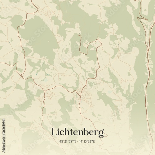 Vintage map of Lichtenberg, Austria.