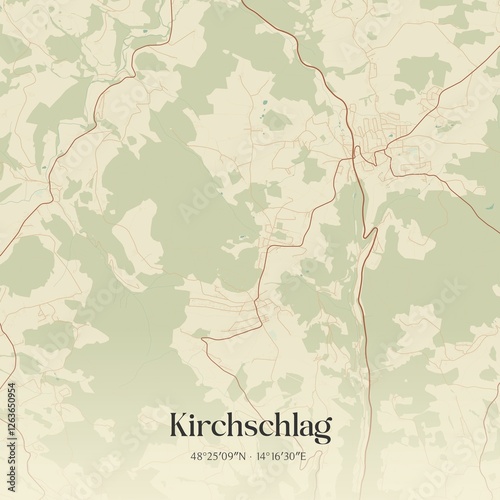 Obraz na płótnie Vintage map of Kirchschlag, Austria. w salonie
