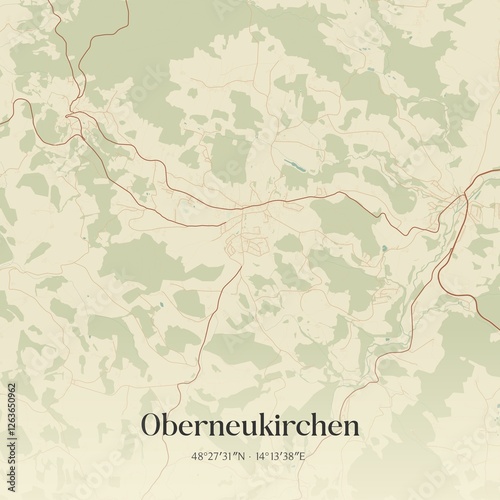 Obraz na płótnie Vintage map of Oberneukirchen, Austria. w salonie