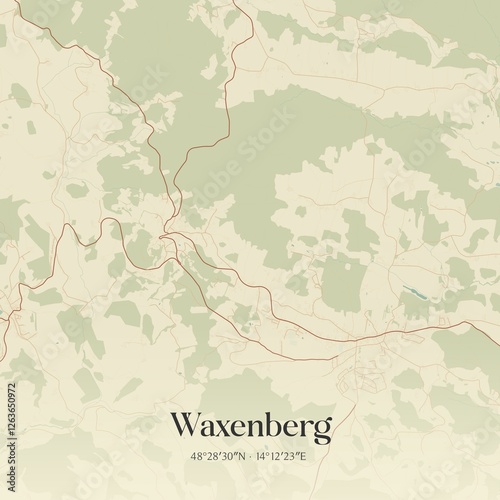Obraz na płótnie Vintage map of Waxenberg, Austria. w salonie