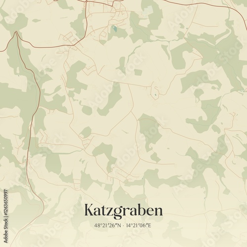 Obraz na płótnie Vintage map of Katzgraben, Austria. w salonie