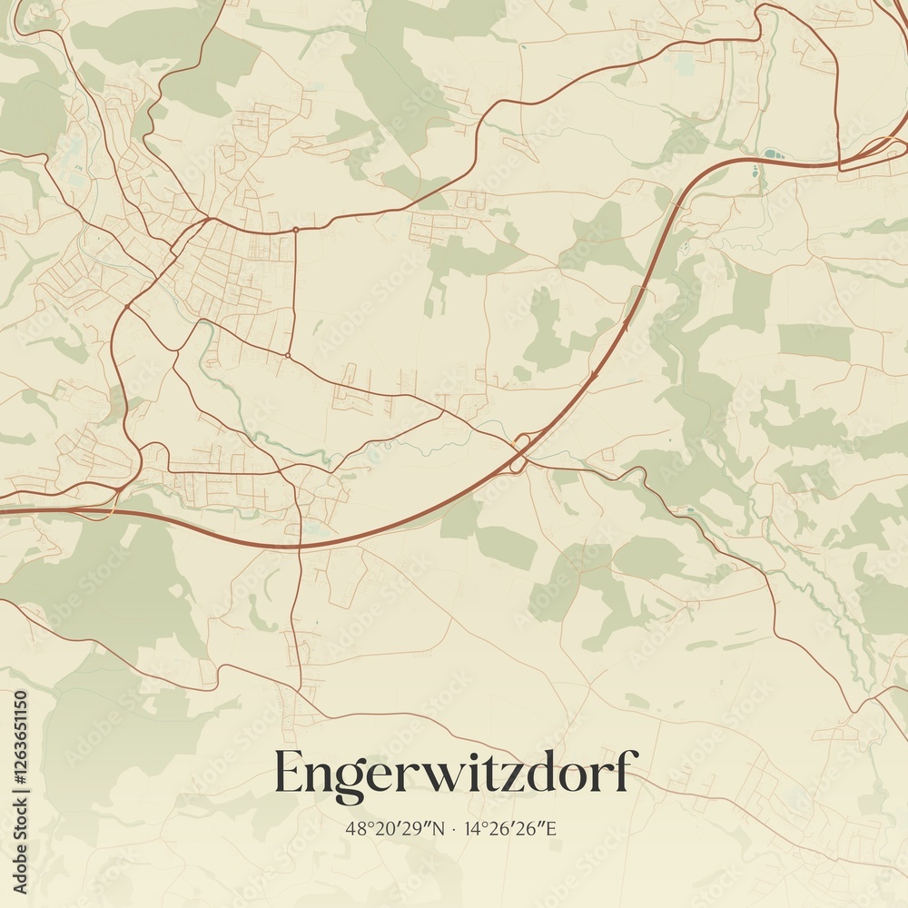 Vintage map of Engerwitzdorf, Austria.