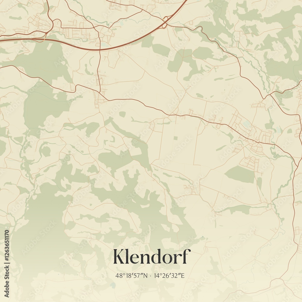Vintage map of Klendorf, Austria.