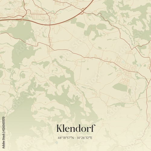 Obraz na płótnie Vintage map of Klendorf, Austria. w salonie