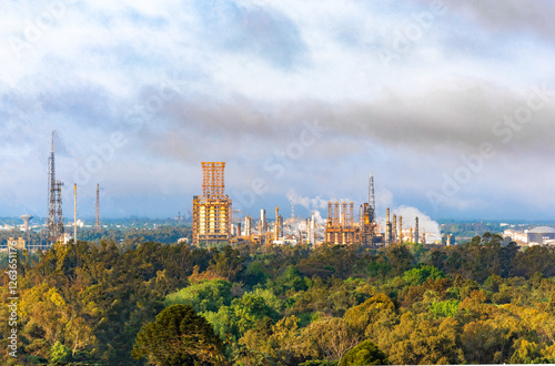 View of YPF La Plata, an oil and gas refinery majority state-owned and one of the largest energy companies in the world located in the city of Ensenada, Buenos Aires Province, Argentina photo