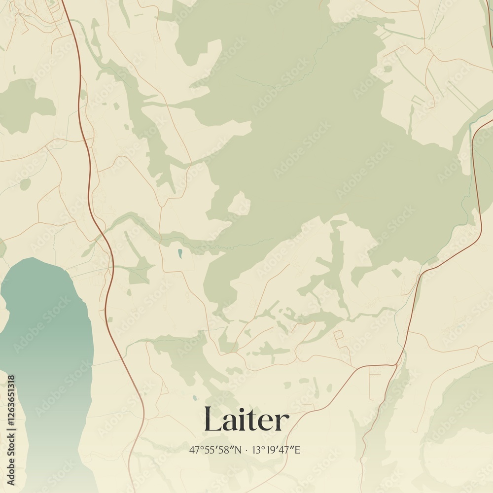 Vintage map of Laiter, Austria.