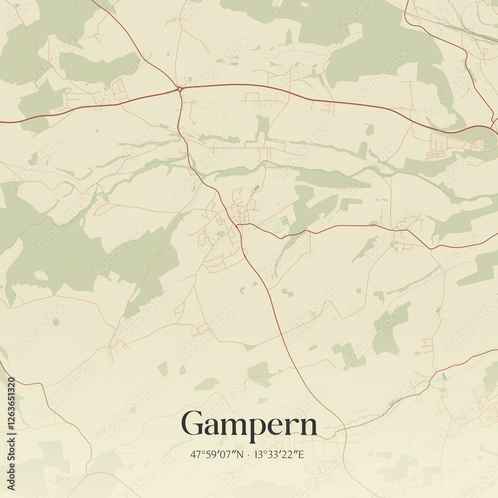 Vintage map of Gampern, Austria.