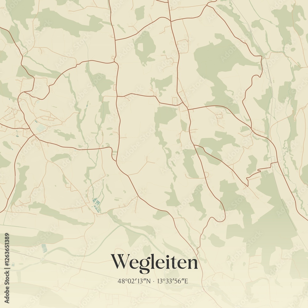 Vintage map of Wegleiten, Austria.