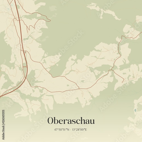 Obraz na płótnie Vintage map of Oberaschau, Austria. w salonie