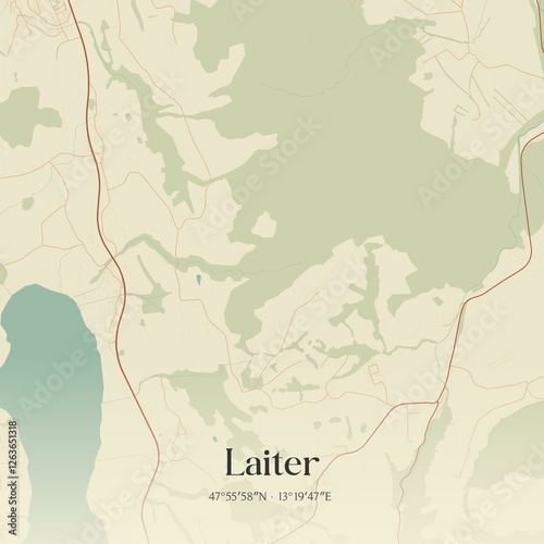 Obraz na płótnie Vintage map of Laiter, Austria. w salonie