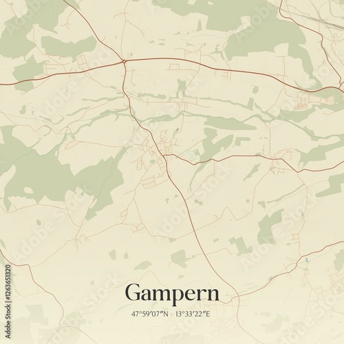 Obraz na płótnie Vintage map of Gampern, Austria. w salonie