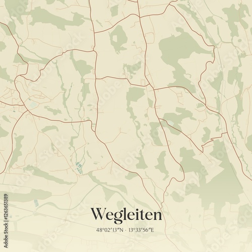 Obraz na płótnie Vintage map of Wegleiten, Austria. w salonie